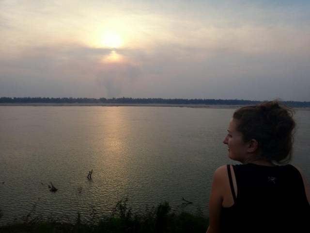 Couche de soleil sur le Mekong