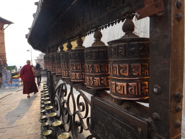 Moulins à prières au temple Swayambhunath